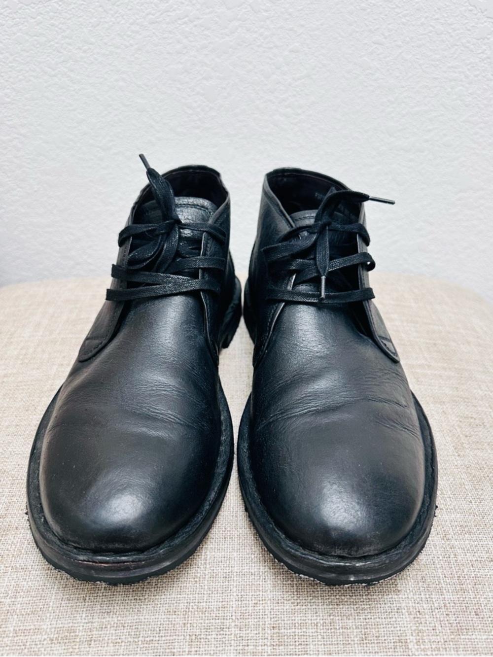 John Varvatos Black Leather Chukka Boots